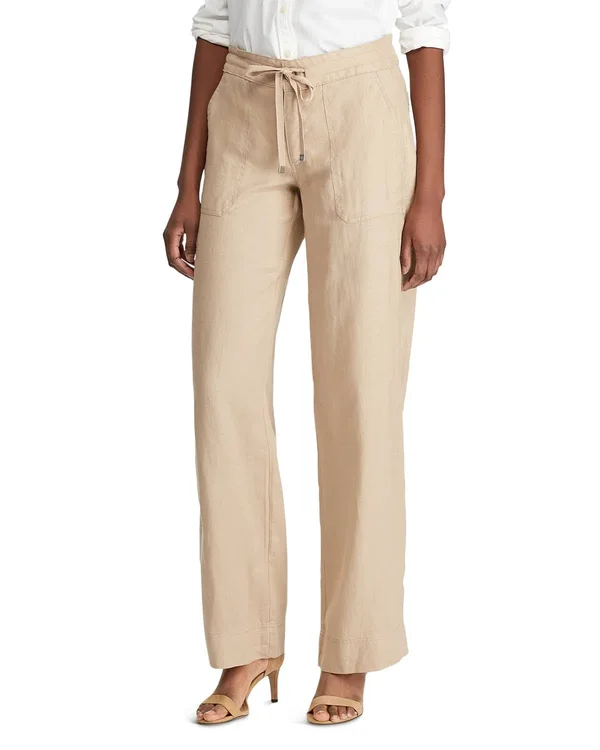 Lauren Ralph Lauren Wide-Leg Linen Pants - White