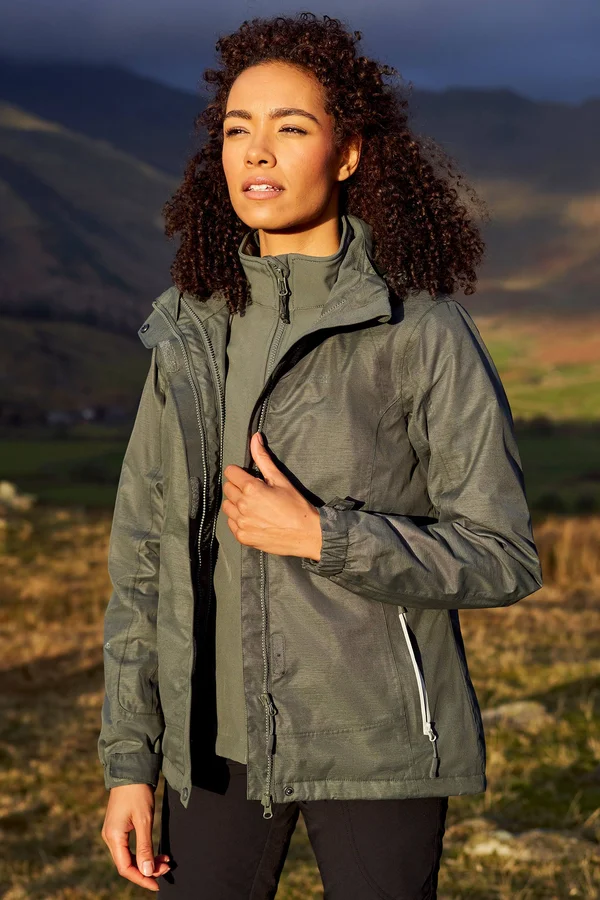 Mountain Warehouse Bracken Melange Womens 3 in 1 Jacket - Green - Size 12