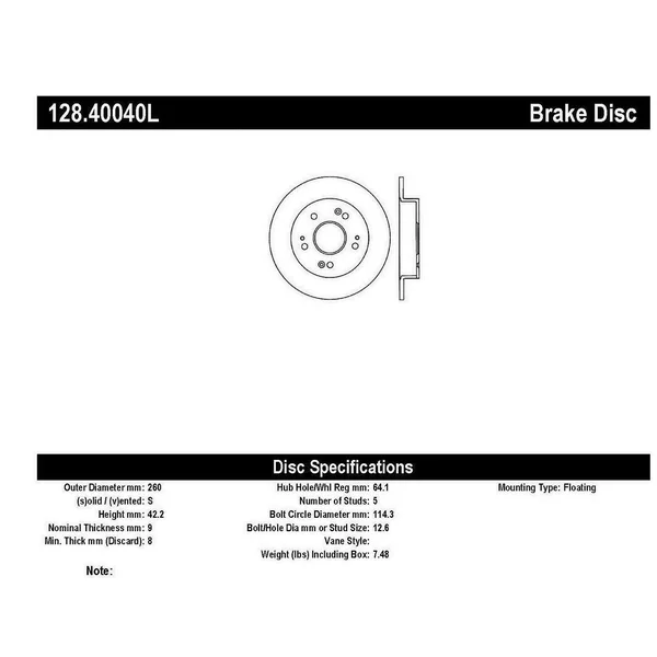 StopTech Sport Cross Drilled Brake Rotor, Left 128.40040L
