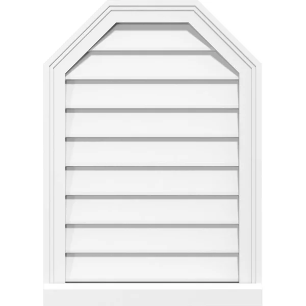 Ekena Millwork GVPOT32X3203SN 32x22W x 32x22H Octagonal Top Surface Mount PVC Gable Vent: Non-Functional - w/ 2x22W x 2x22P Brick