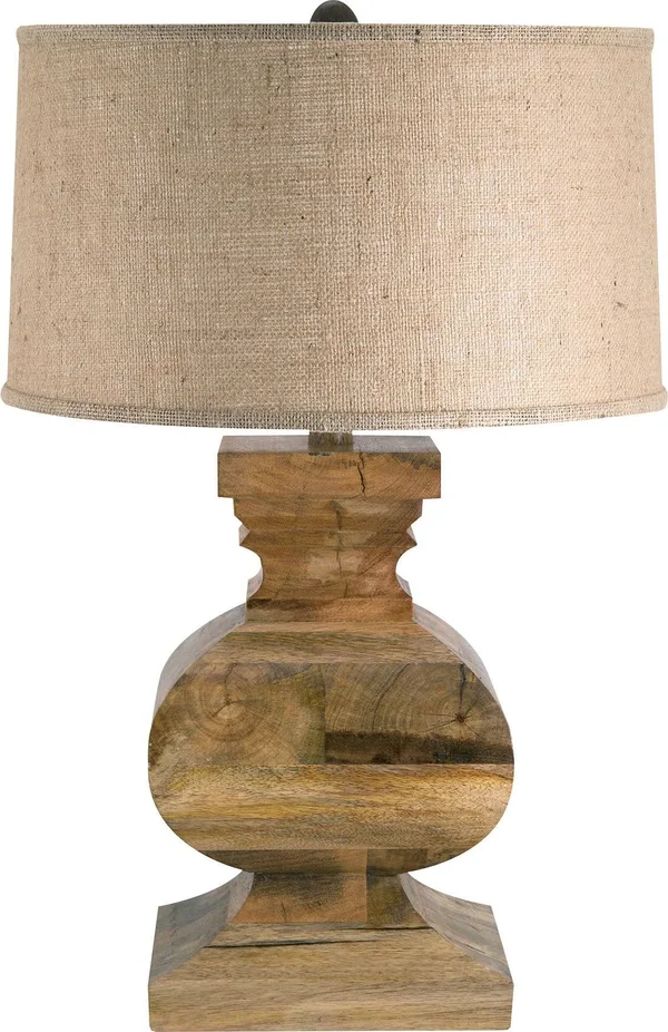807 Curved Block Solid Wood Table Lamp - 28 x 18 x 18 inches