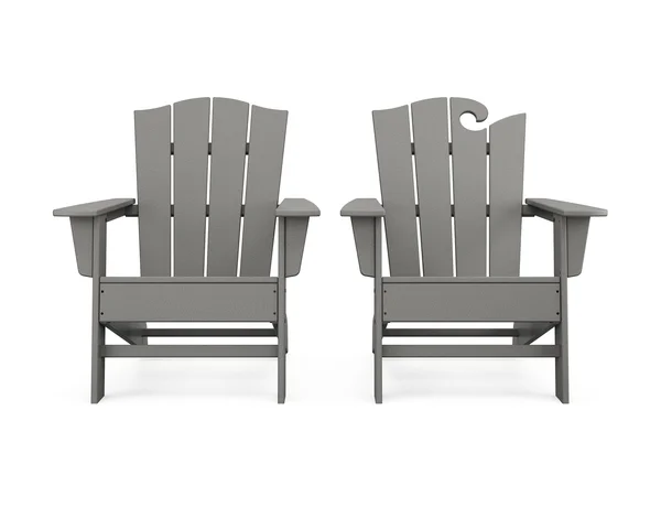 POLYWOOD Wave 2-Piece Adirondack Chair Set with The Crest Chair in Slate Grey