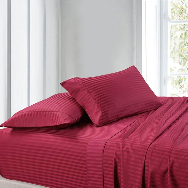 Royal Tradition Striped Olympic Queen Sheet Set 300TC Chocolate