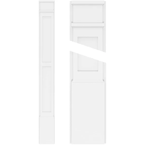 Ekena Millwork PILP08X096DFP02-2 8x22W x 96x22H x 2x22P Two Equal Flat Panel PVC Pilaster w/Decorative Capital & Base (Pair)