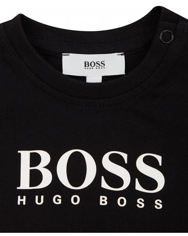 Boss Kidswear Boys Black Cotton Logo T-Shirt