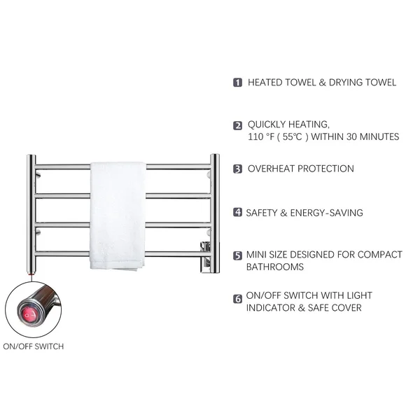 HEATGENE 4 Bar Wall-Mounted Plug-In, Hard-wiring Towel Warmer, Black