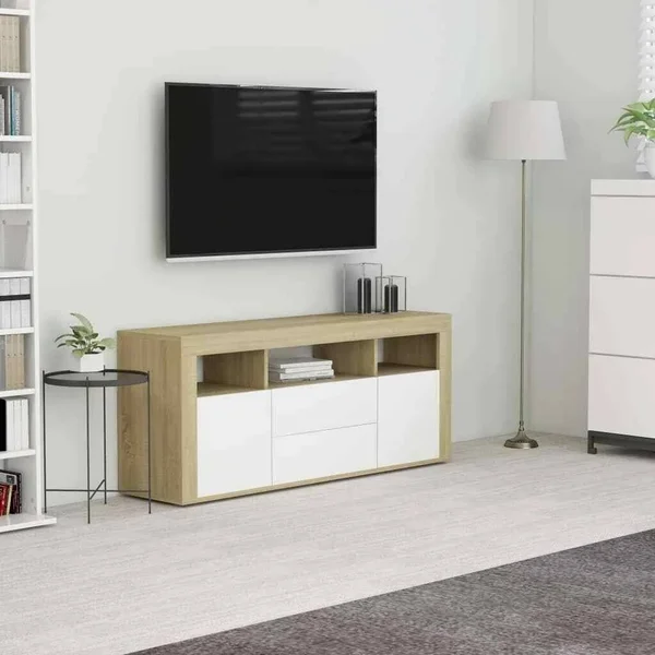 vidaXL TV Cabinet White and Sonoma Oak 47.2x22x11.8x22x19.7x22 Chipboard