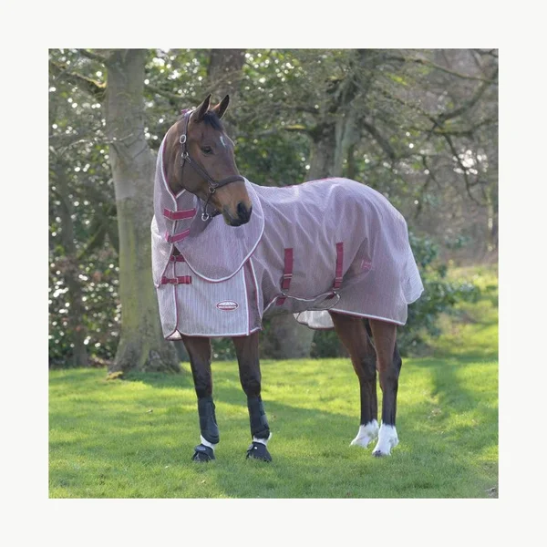 Weatherbeeta ComFiTec Ripshield Plus Detach-A-Neck Fly Sheet - White/Blue