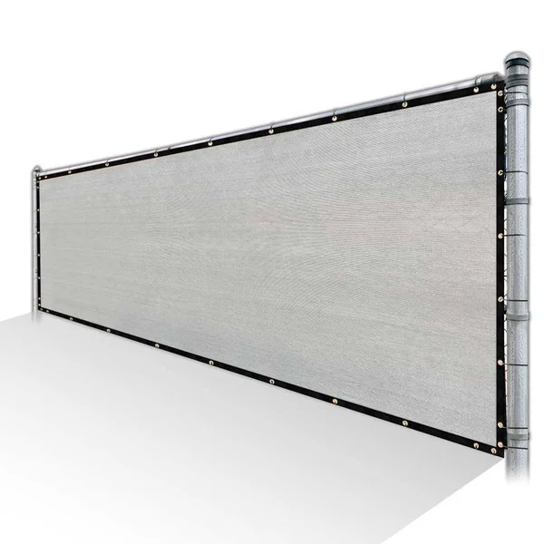 ColourTree 4 ft. x 24 ft. Grey Privacy Fence Screen HDPE Mesh Cover Screen with Reinforced Grommets for Garden Fence (Custom Siz