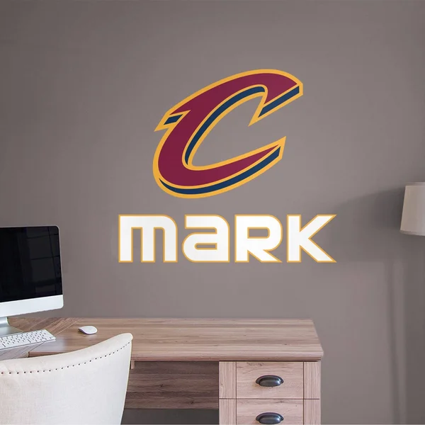 Cleveland Cavaliers: Stacked Personalized Name - Officially Licensed NBA TRANSFER Wall Decal in Navy (52x22W x 39.5x22H) by Fath