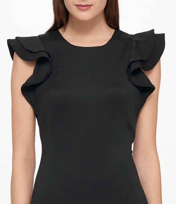 Tommy Hilfiger Scuba Flutter Ruffle Cap Sleeve Sheath Dress - 2
