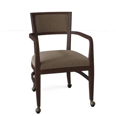 Naples Upholstered King Louis Back Arm Chair Fairfield Chair Body Fabric: 3157 Alabaster - Frame Color: Espresso