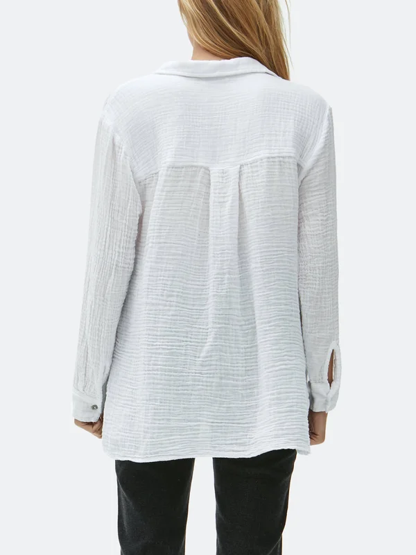 Michael Stars Gauze Button Down Top - White - L