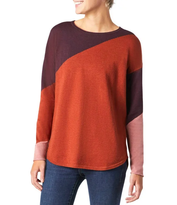 Smartwool Shadow Pine Colorblock Sweater - Women's Ginger Heather, M