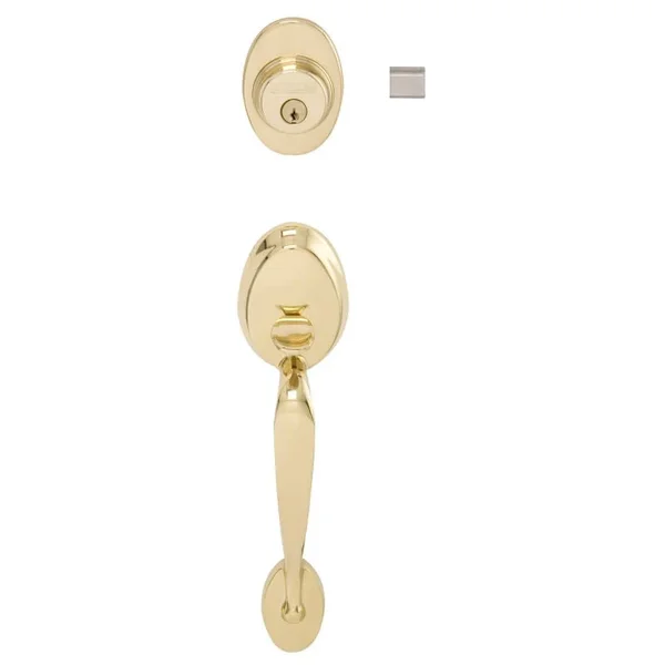Schlage F62 Plymouth with Flair Right Hand Double Cylinder Handleset and Trim C Keyway with 12326 Latch Round Corner Strikes Bri