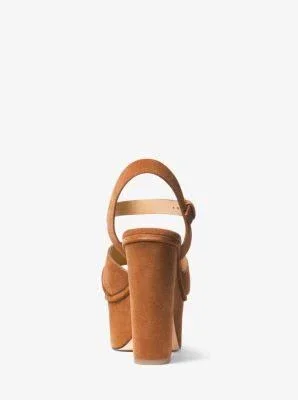 Michael Kors Divia Suede Platform Sandal Brown 10