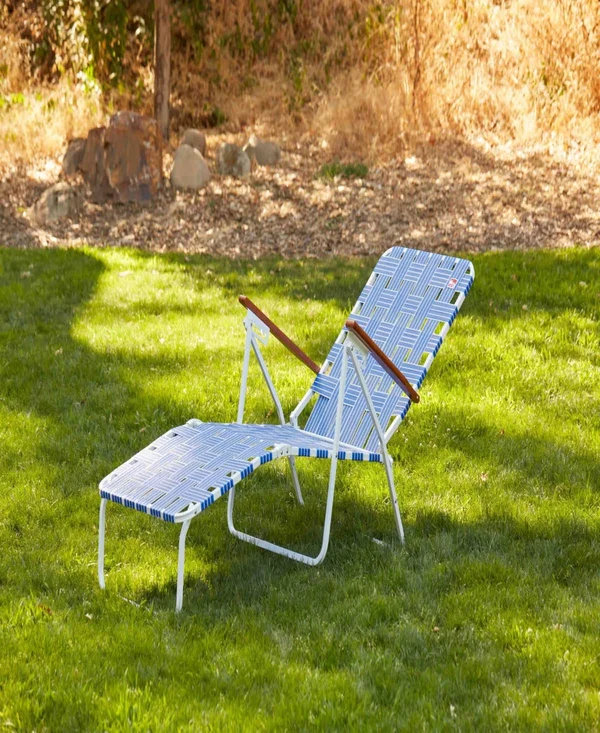 Outdoor Spectator Classic Webbed Blue Folding Chaise Lounger Camp/Lawn Chair