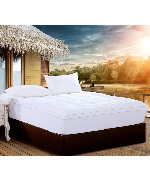 AC Pacific Christies Home Living Square California King Quilted Accent PIPING Mattress Pad with Fitted Mattress Cover