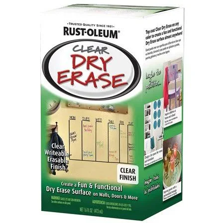 Rust-Oleum 284637 - 1, Clear, Indoor Use on A Variety of Objects Including Walls, Doors, Cabinet Doors, Message Centers, Menu Boa