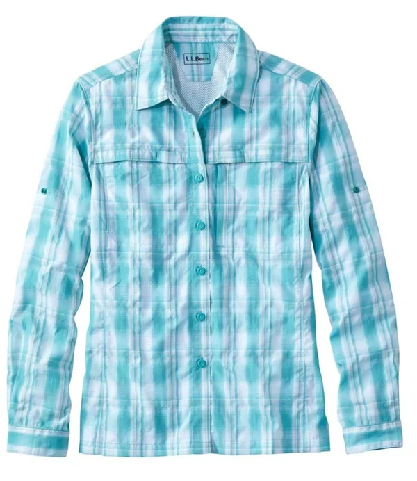 Women's Tropicwear Shirt - Plaid Long-Sleeve Blue Extra Small, L.L.Bean