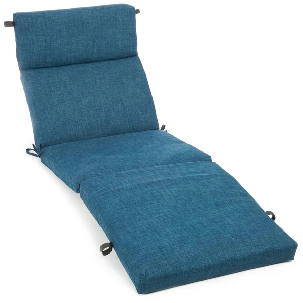 Blazing Needles 72-Inch All-Weather Chaise Lounge Cushion - Sea Blue