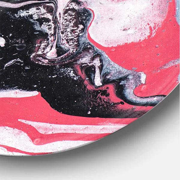 Designart 'Abstract Marble Composition in Pink and Gray I' Modern Metal Circle Wall Art - 38x38 - Disc of 38 inch