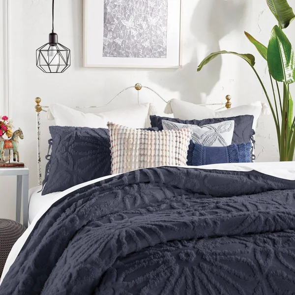 Peri Chenille Medallion Comforter Set, King - White