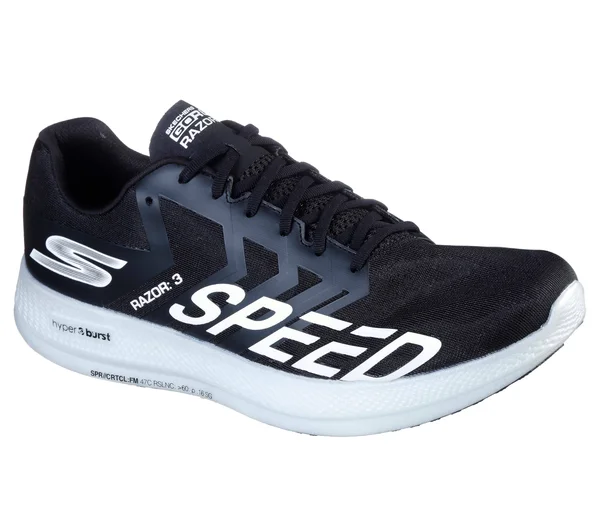 Skechers Men's GOrun Razor 3 Hyper Running Shoes, Black/White, 6.5