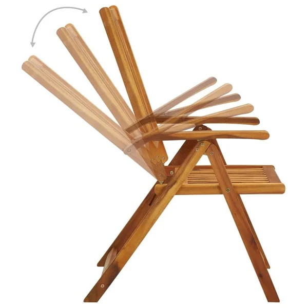 vidaXL Garden Reclining Chairs 2 Pcs Solid Acacia Wood