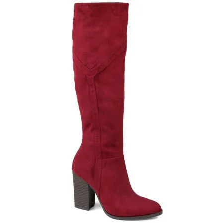 Brinley Co. Womens Extra Wide Calf Detailed Knee High Boot, Women's, Size: 6, Red