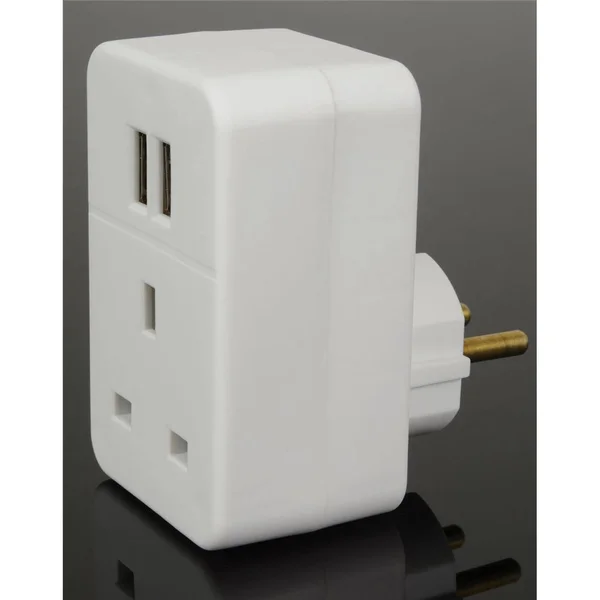 Mercury UK to Europe Travel Adaptor with Twin USB