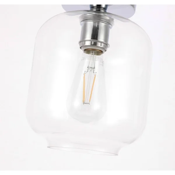 Elegant LD2270BK Collier 1 Light Black and Clear Glass Flush Mount