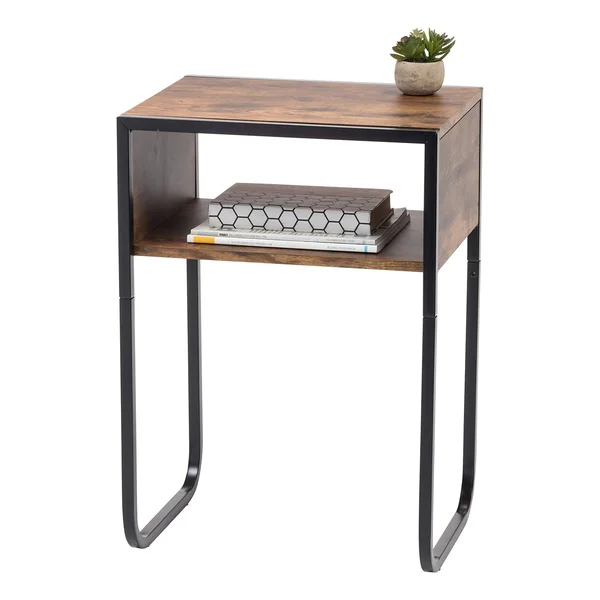 Iris USA - Inc. Brown A-Shape Wood and Metal Side Table