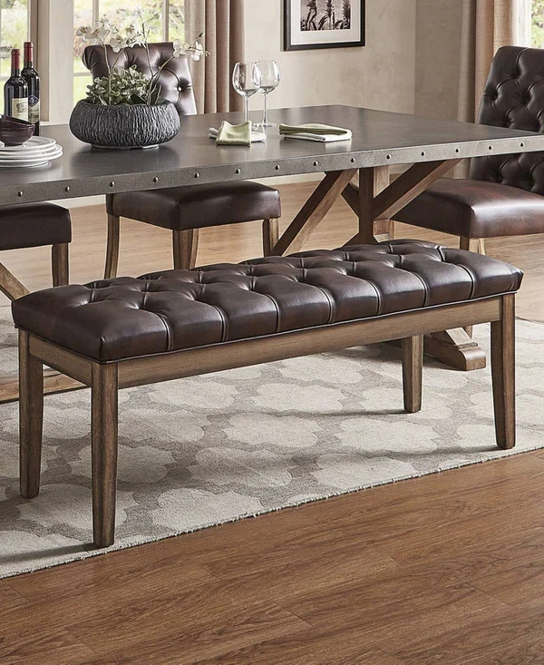 Inspire Q Alvia Premium Tufted 52-Inch Upholstered Bench - Gray