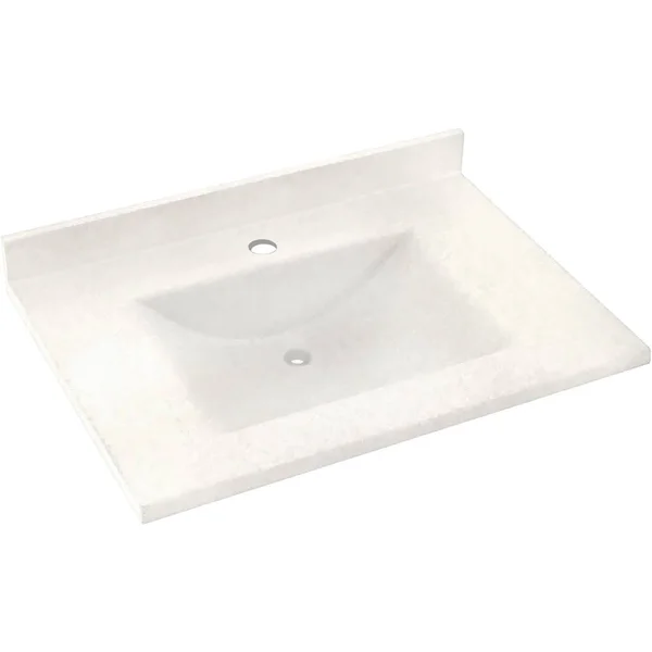 Swan Contour Solid Surface 25-in x 22-in Vanity Top in Tahiti Ivory