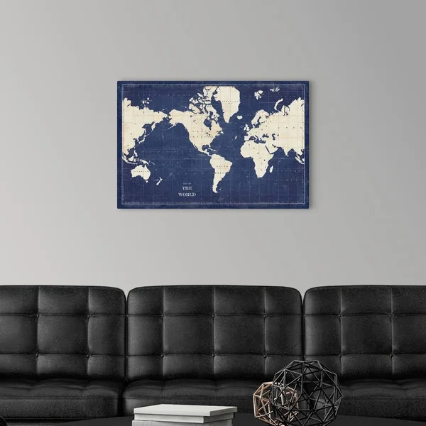 Blueprint World Map - Canvas Wall Art, 30x20, Great Big Canvas