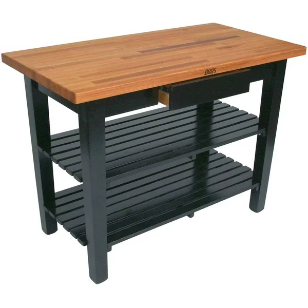 John Boos - OC3625-S-BS - 36x22 Basil Oak Table w/ Shelf