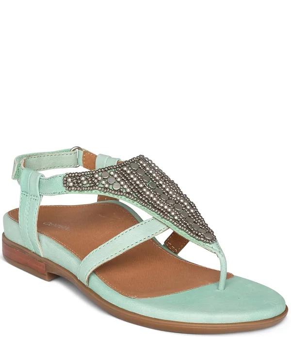 Aetrex Sheila Beaded Leather Thong Sandals - 35(5/5.5M)