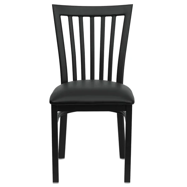 Flash Furniture Hercules School House Back Metal Dining Chair - Black Vinyl