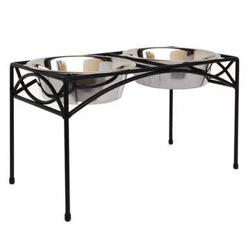 Regal Double Elevated Feeder - Small-Black