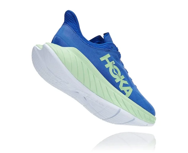 Men's Hoka One One Carbon x 2 9.5-D, Dazzling Blue, Green Ash