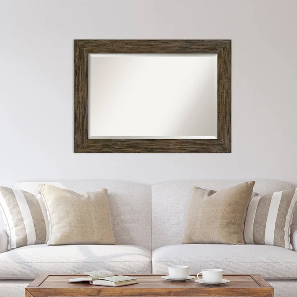 Amanti Art Fencepost Brown 23x22 x 27x22 Framed Wall Mirror