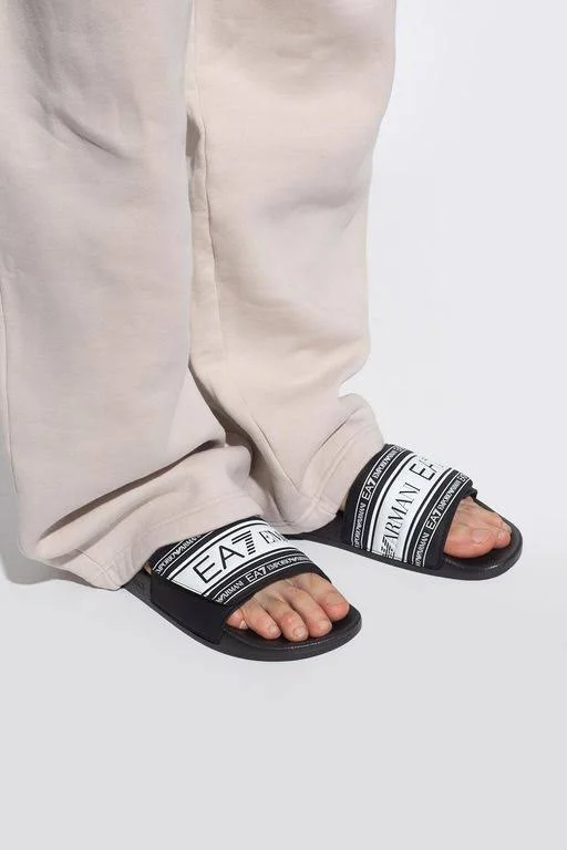 EA7 Slide Black Lounge Wear Sandals