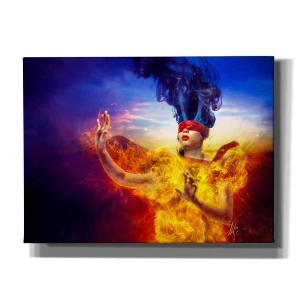 Cortesi Home 'Suspense' by Mario Sanchez Nevado - Canvas Wall Art, 16 inchx12 inch, Size: 16 x 12, Orange