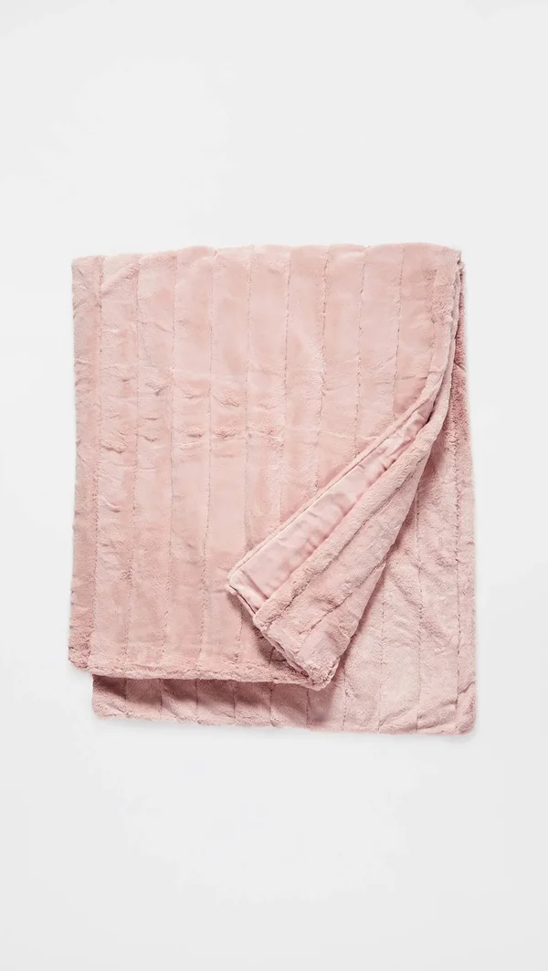 Fabulous Furs Posh Faux Fur Throw, Blush