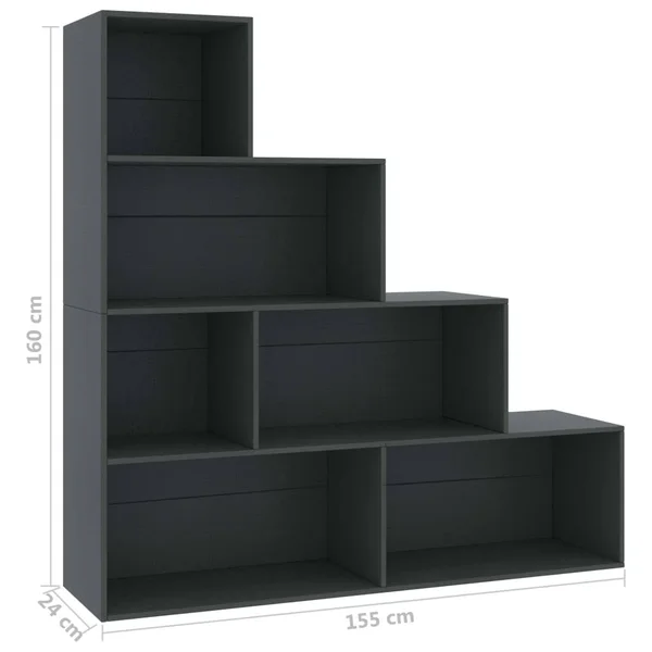vidaXL Book Cabinet/Room Divider Gray 61x22x9.4x22x63x22 Chipboard