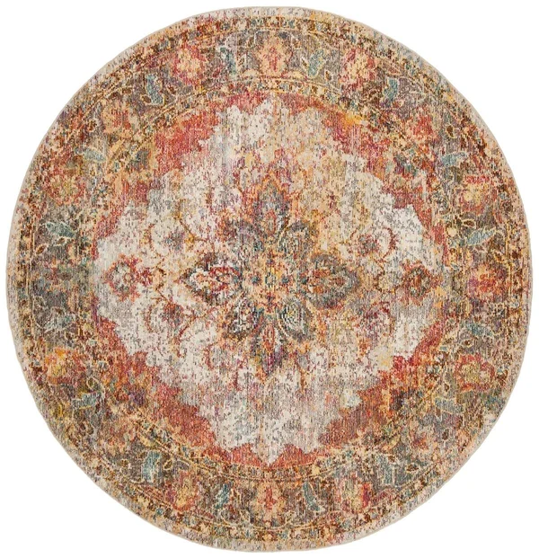 Safavieh CRS508V Crystal Cream, Rose Area Rug - 7& x 7& Round