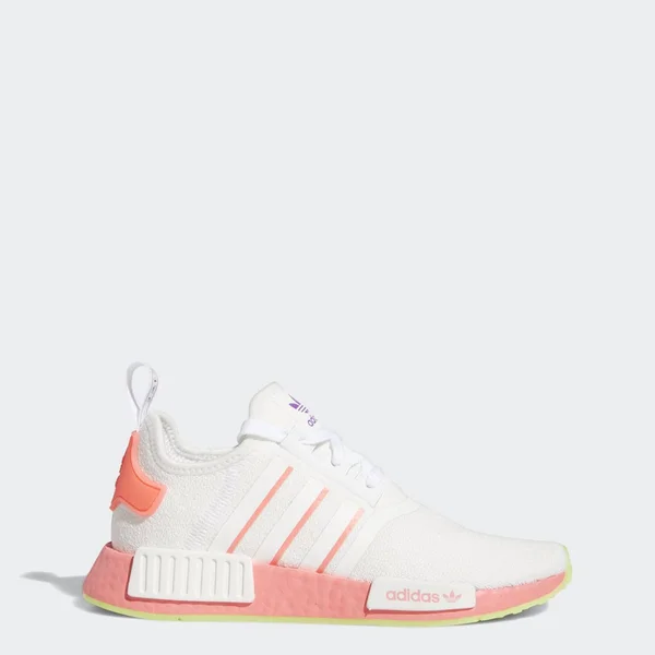 Adidas Women's Originals NMD R1 Casual Shoes in White/Orange Size 10.0