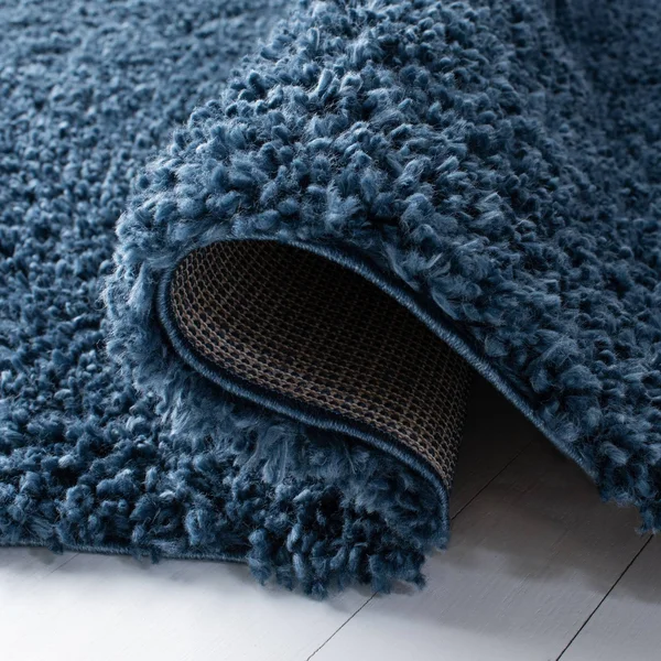 Safavieh August Sophia Solid Plush Shag Area Rug, Navy, 6&7 inch x 6&7 inch Round