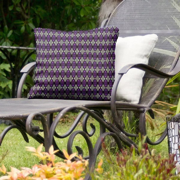 Classic Lined Diamonds Indoor/Outdoor Pillow - 16 x 16 - Purple - UV Resistant